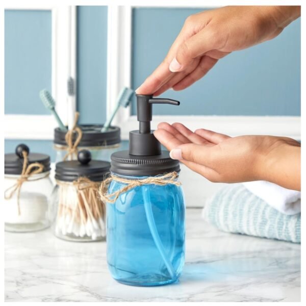 Mason Jar Soap Dispenser Bathroom Organizer