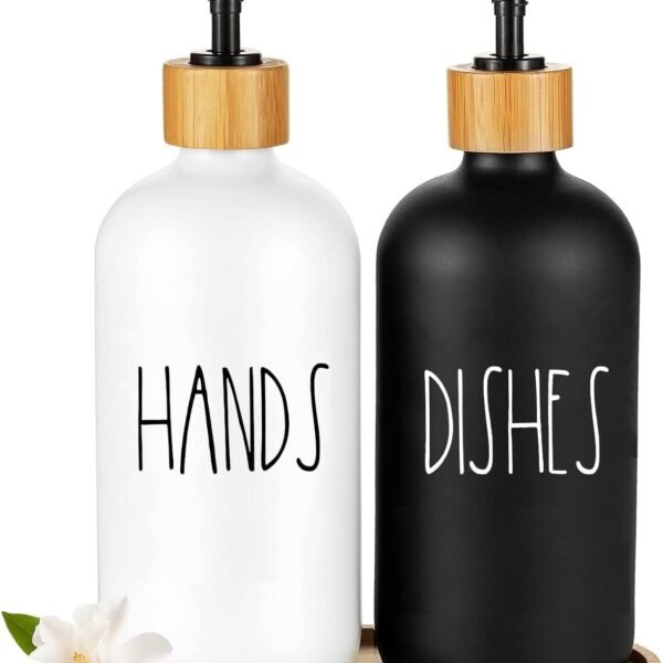 soap dispenser set with tray