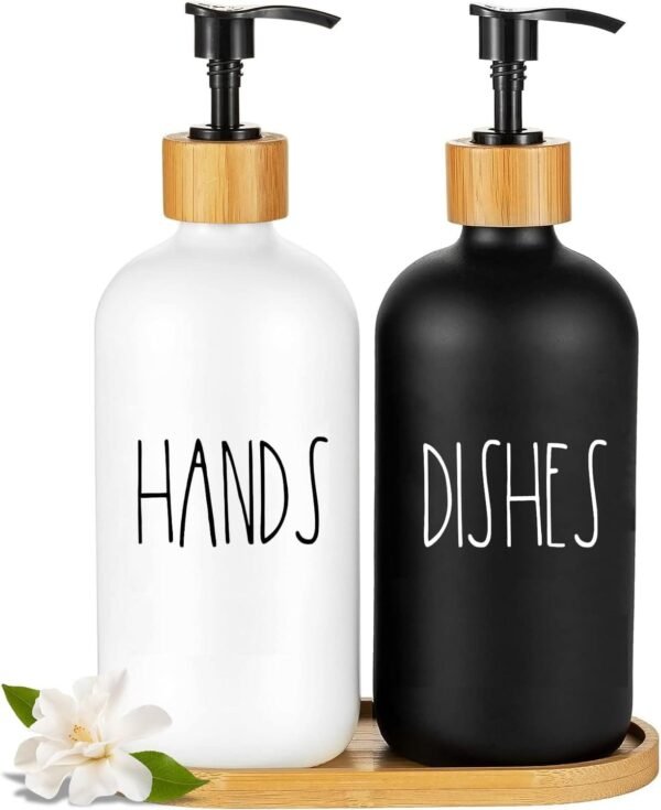 soap dispenser set with tray