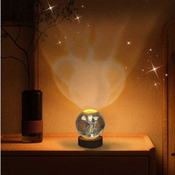 3D Crystal Ball Night Light - Flowers