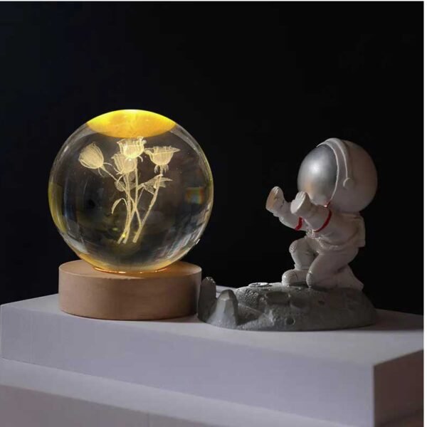 3D Crystal Ball Night Light - Flowers