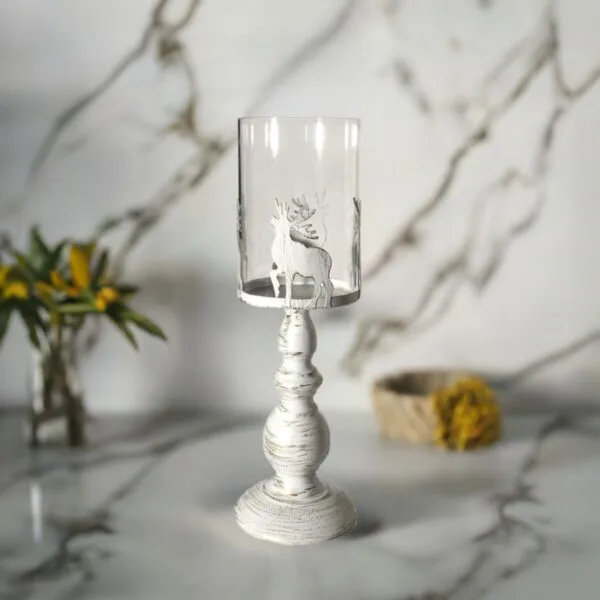 White Candle Stand Vintage Christmas Candle Holder